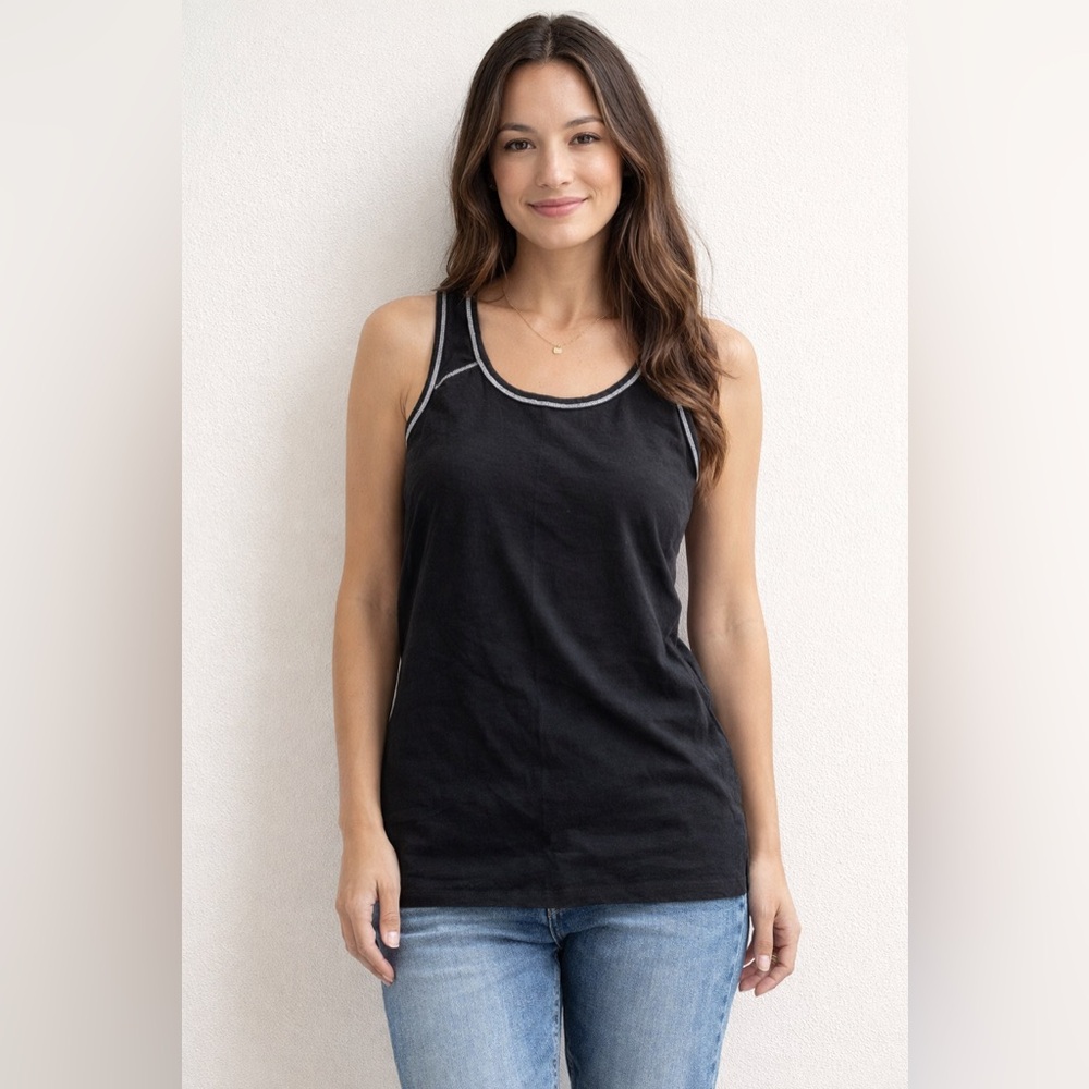 Fruit of the Loom Black Tank Top with White Accents